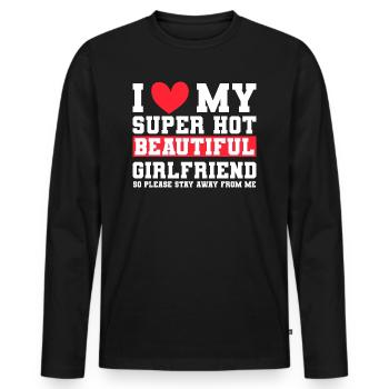 J’aime ma copine Couple Idée cadeau petit ami - T-shirt manches longues Premium bio Homme - noir - Devant - Nico (187cm)