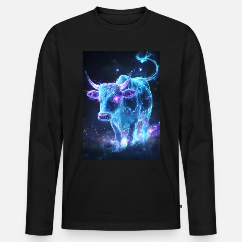 Bulle Stier Kuh Fantasy - Männer Premium Bio Langarmshirt - Schwarz