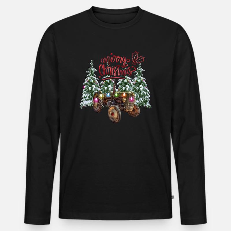 Weihnachtstraktor - Männer Premium Bio Langarmshirt - Schwarz