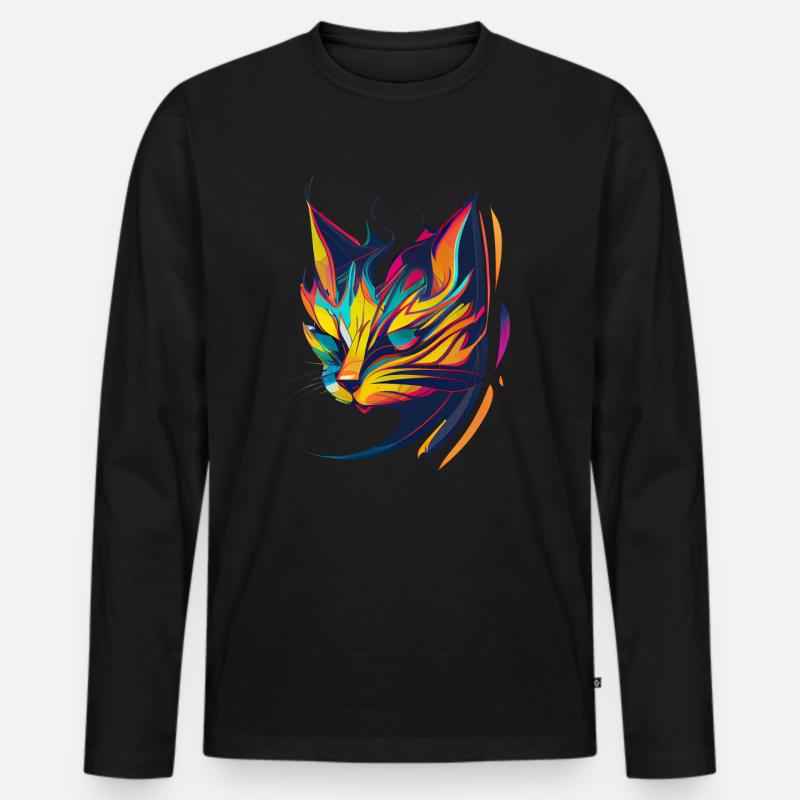 Katzenkunst bunt - Männer Premium Bio Langarmshirt - Schwarz