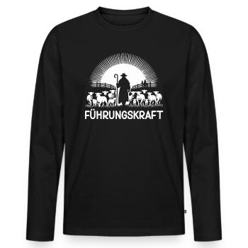 Führungskraft Schafe Hirte Geschenkidee Lustig - Männer Premium Bio Langarmshirt - Schwarz - Vorne - Nico (187cm)