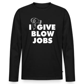 Ich gebe Blowjobs Grafik - Männer Premium Bio Langarmshirt - Schwarz - Vorne - Nico (187cm)
