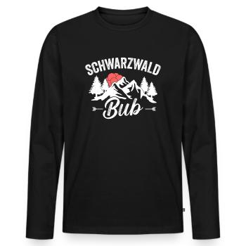Schwarzwaldbub Schwarzwald Bollenhut Freiburg - Männer Premium Bio Langarmshirt - Schwarz - Vorne - Nico (187cm)