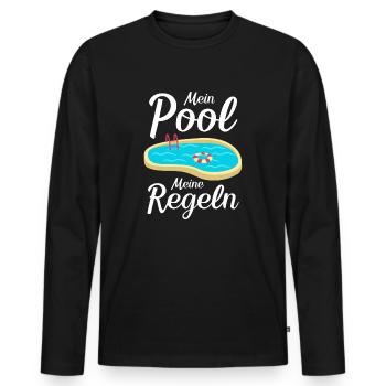 Planschbecken Swimmingpool Pool Schwimmen Geschenk - Männer Premium Bio Langarmshirt - Schwarz - Vorne - Nico (187cm)