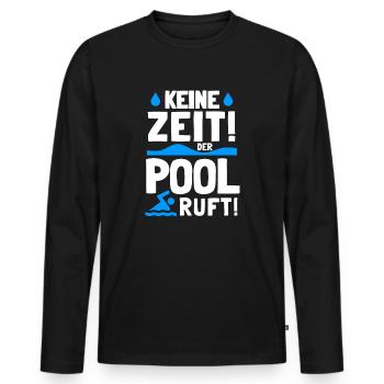 Planschbecken Swimmingpool Pool Schwimmen Geschenk - Männer Premium Bio Langarmshirt - Schwarz - Vorne - Nico (187cm)