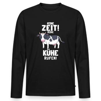 Kühe Kuh Schädel Oberteil Landwirtschaft Geschenke - Männer Premium Bio Langarmshirt - Schwarz - Vorne - Nico (187cm)