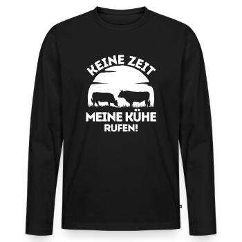 Kühe Kuh Schädel Oberteil Landwirtschaft Geschenke - Männer Premium Bio Langarmshirt - Schwarz - Vorne - Nico (187cm)