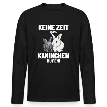 Zwergkaninchen Kaninchen Häschen Haustier Geschenk - Männer Premium Bio Langarmshirt - Schwarz - Vorne - Nico (187cm)