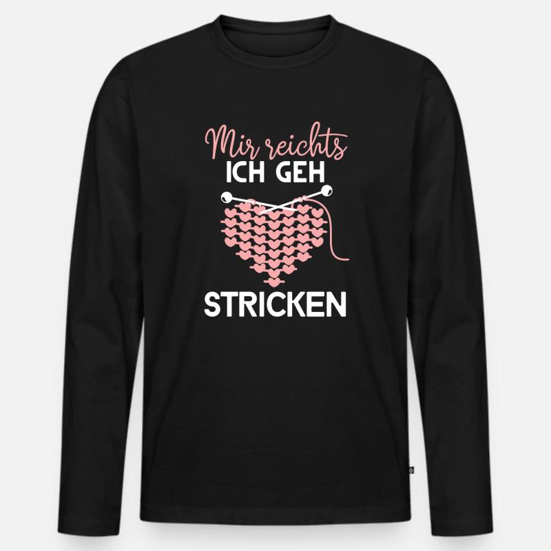 Strickerin Stricken Strickerinnen Geschenk - Männer Premium Bio Langarmshirt - Schwarz