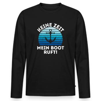 Bootsfahrer Bootfahren Motorboot Anker Schiffer - Männer Premium Bio Langarmshirt - Schwarz - Vorne - Nico (187cm)