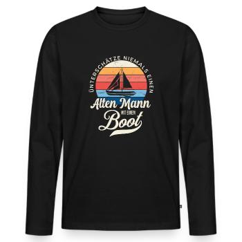 Bootsfahrer Bootfahren Segeln Segler Segelboot - Männer Premium Bio Langarmshirt - Schwarz - Vorne - Nico (187cm)