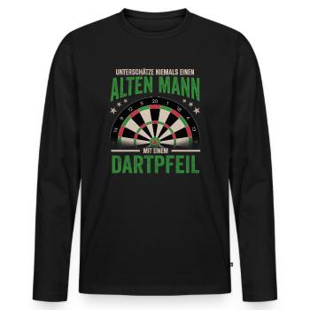 Dartspieler Dartpfeil Dartscheibe Dart Geschenk - Männer Premium Bio Langarmshirt - Schwarz - Vorne - Nico (187cm)