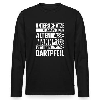 Dartspieler Dartpfeil Dartscheibe Dart Geschenk - Männer Premium Bio Langarmshirt - Schwarz - Vorne - Nico (187cm)