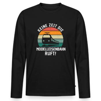 Modellbau Modelleisenbahn Modellbahn Geschenk - Männer Premium Bio Langarmshirt - Schwarz - Vorne - Nico (187cm)