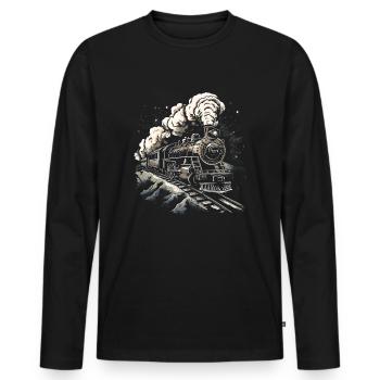 Dampflokomotive Dampflok Eisebahner Geschenk Lok - Männer Premium Bio Langarmshirt - Schwarz - Vorne - Nico (187cm)