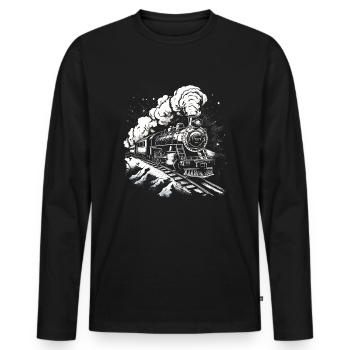 Locomotive à vapeur Locomotive à vapeur Eisebahner locomotive cadeau - T-shirt manches longues Premium bio Homme - noir - Devant - Nico (187cm)