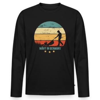 MÄHT IN GERMANY lustiger Garten Spruch Rasenmähen - Männer Premium Bio Langarmshirt - Schwarz - Vorne - Nico (187cm)