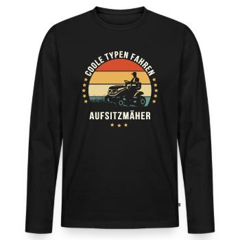 COOLE TYPEN FAHREN AUFSITZMÄHER - Männer Premium Bio Langarmshirt - Schwarz - Vorne - Nico (187cm)