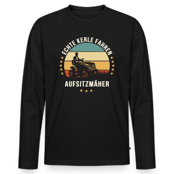 COOLE TYPEN FAHREN AUFSITZMÄHER - Männer Premium Bio Langarmshirt - Schwarz - Vorne - Nico (187cm)