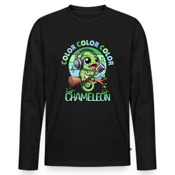 Caméléon Reptile Animal Design amphibien cadeaux - T-shirt manches longues Premium bio Homme - noir - Devant - Nico (187cm)