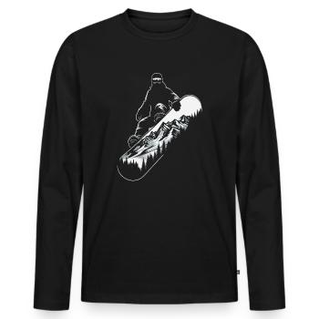 Snowboard Snowboarder Snowboard Paysage De Montagne - T-shirt manches longues Premium bio Homme - noir - Devant - Nico (187cm)