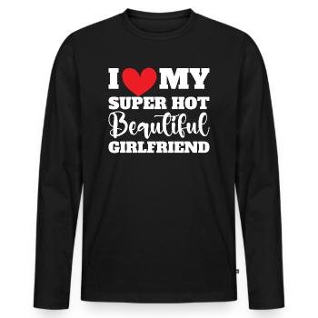 Ich Liebe Meine Freundin Paare Freund Geschenkidee - Männer Premium Bio Langarmshirt - Schwarz - Vorne - Nico (187cm)