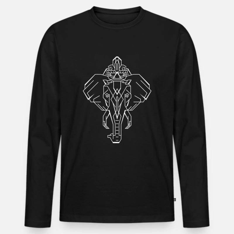 Elephant Animal Geometric Elefant - Männer Premium Bio Langarmshirt - Schwarz