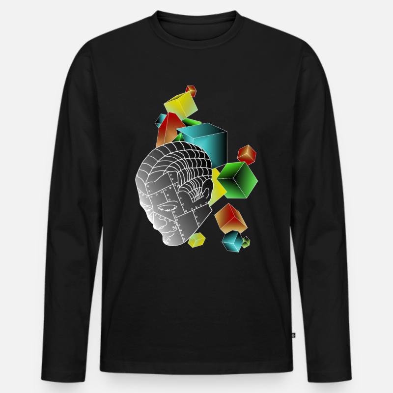 Roboter mit Würfeln bunt - Männer Premium Bio Langarmshirt - Schwarz