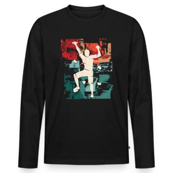 Klettern Vintage Bouldern Kletterer Climbing - Männer Premium Bio Langarmshirt - Schwarz - Vorne - Nico (187cm)