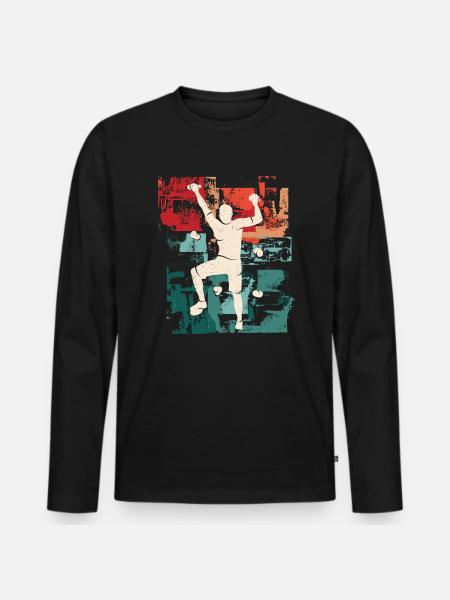 Klettern Vintage Bouldern Kletterer Climbing - Männer Premium Bio Langarmshirt - Schwarz