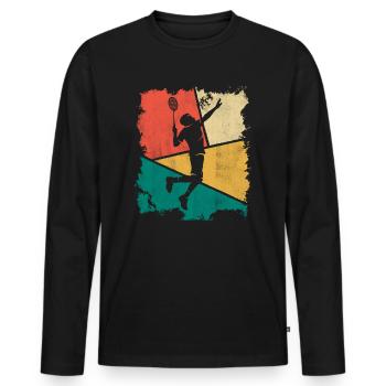 Badminton player Retro badminton player - Men's Premium Organic Long Sleeve Shirt - black - Front - Nico (187cm)
