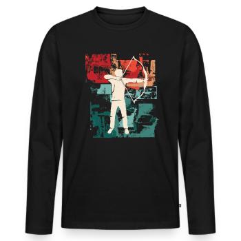 Tir à l’arc Tir à l’arc Tir à l’arc - T-shirt manches longues Premium bio Homme - noir - Devant - Nico (187cm)