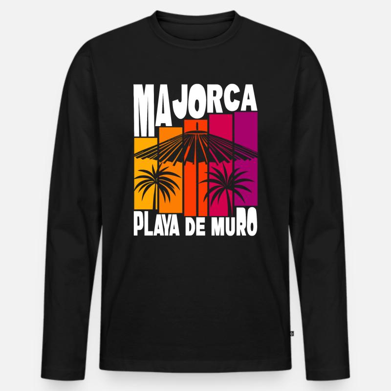 Mallorca Playa De Muro - Männer Premium Bio Langarmshirt - Schwarz