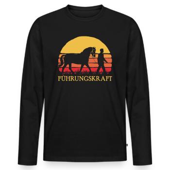 Führungskraft Pferd Geschenkidee Reiten Humor - Männer Premium Bio Langarmshirt - Schwarz - Vorne - Nico (187cm)