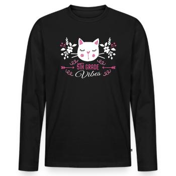 5th grade | Grade Vibes Back to School Cute Cat - T-shirt manches longues Premium bio Homme - noir - Devant - Nico (187cm)