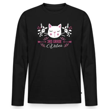 3rd grade | Grade Vibes Back to School Cute Cat - T-shirt manches longues Premium bio Homme - noir - Devant - Nico (187cm)