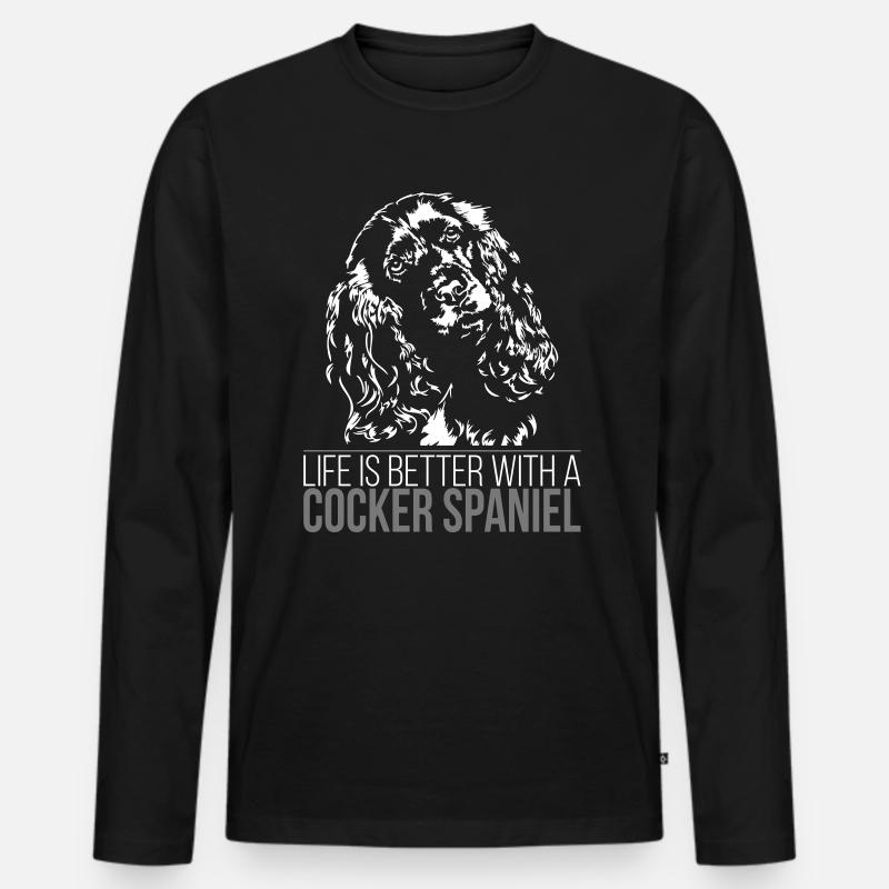 COCKER SPANIEL Life is better Wilsigns Hunde - Männer Premium Bio Langarmshirt - Schwarz