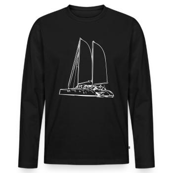 Yacht à voile - T-shirt manches longues Premium bio Homme - noir - Devant - Nico (187cm)