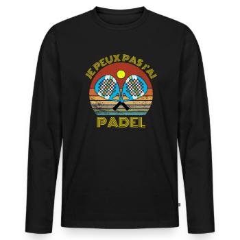 JE PEUX PAS j AI PADEL SUNSET - T-shirt manches longues Premium bio Homme - noir - Devant - Nico (187cm)