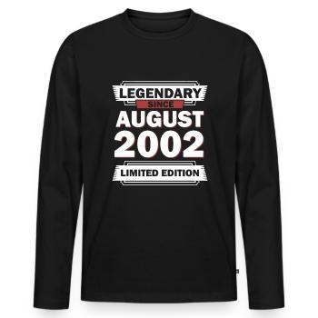 20. Geburtstag August Jahrgang 2002 Geschenkidee - Männer Premium Bio Langarmshirt - Schwarz - Vorne - Nico (187cm)
