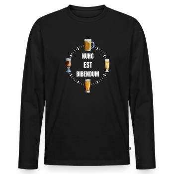 Horloge à Bières Nunc est Bibendum - T-shirt manches longues Premium bio Homme - noir - Devant - Nico (187cm)