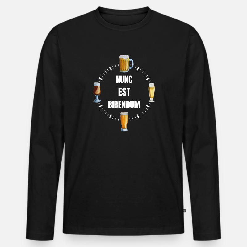 Nunc Bieruhr ist Bibendum - Männer Premium Bio Langarmshirt - Schwarz