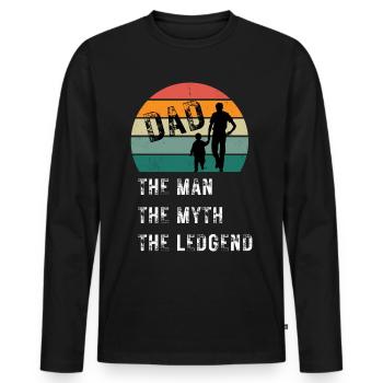 Papa Mann Mythos Legende Spruch Tshirt - Männer Premium Bio Langarmshirt - Schwarz - Vorne - Nico (187cm)