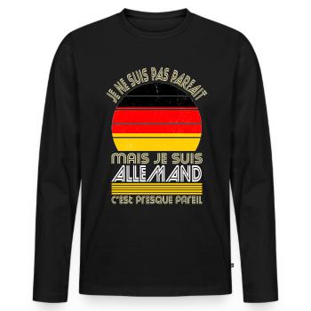 Je ne suis pas parfait mais je suis Allemand - T-shirt manches longues Premium bio Homme - noir - Devant - Nico (187cm)