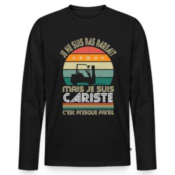 Je ne suis pas parfait mais je suis cariste - T-shirt manches longues Premium bio Homme - noir - Devant - Nico (187cm)