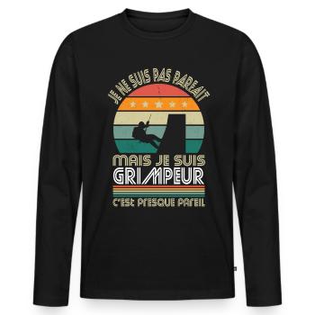 Je ne suis pas parfait mais je suis grimpeur - T-shirt manches longues Premium bio Homme - noir - Devant - Nico (187cm)