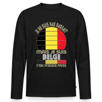 Je ne suis pas parfait mais je suis Belge - T-shirt manches longues Premium bio Homme - noir - Devant - Nico (187cm)