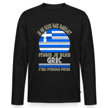 Je ne suis pas parfait mais je suis Grec - T-shirt manches longues Premium bio Homme - noir - Devant - Nico (187cm)