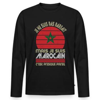 Je ne suis pas parfait mais je suis Marocain - T-shirt manches longues Premium bio Homme - noir - Devant - Nico (187cm)