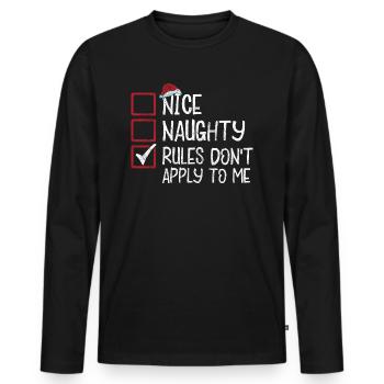 Christmas Xmas Saying Humor Funny Witty - Men's Premium Organic Long Sleeve Shirt - black - Front - Nico (187cm)
